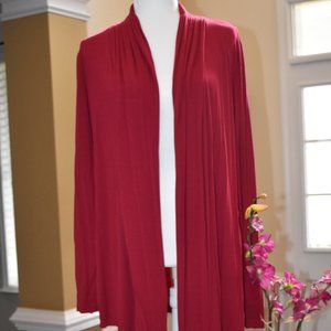 Plum cardigan with pleated front